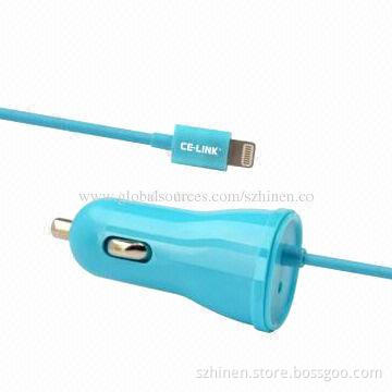 Car Charger, 5V/1A Output with Lightning Connector for Power